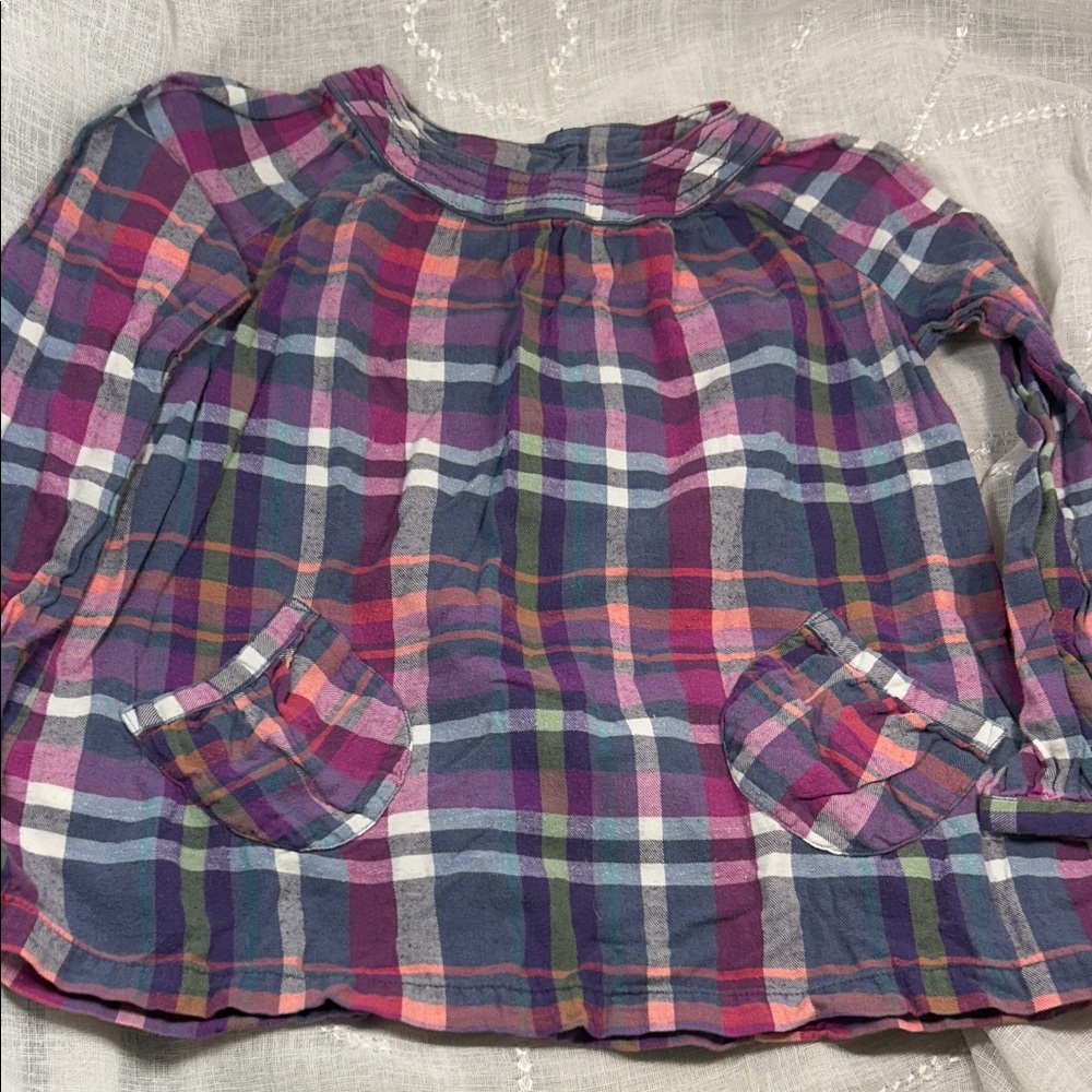 Mini Boden cotton plaid cute top size 7-8y